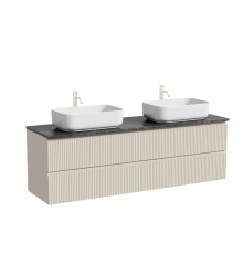 Тумба с раковиной Sancos Snob R 160, beige soft, столешница черный мрамор TT160A1X, раковина CN5043