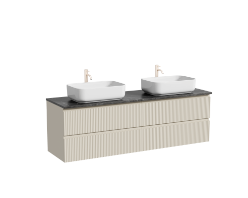 Тумба с раковиной Sancos Snob R 160, beige soft, столешница черный мрамор TT160A1X, раковина CN5043