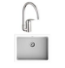 Комплект Мойка Rivelato Berkana BK-50 brina + Смеситель Grohe Euroeco