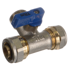 Шаровой кран TeRma 30229 16x1/2" НРx16, для стиральной машины, ручка флажок