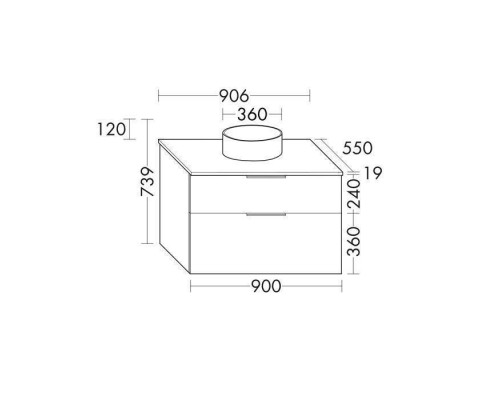 Burgbad Eqio Комплект мебели 90х55х60 см, с керамич. умывальником круглым по центру, цвет белый, без отв под смеситель, ручки GO252, цвет: белый матовый. SGUM090F2009GO252C0001*0
