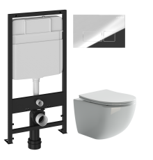 Комплект Унитаз подвесной Ceramicanova Forma CN3009 безободковый + Инсталляция EWRIKA ProLT 0026-2020 + Кнопка 0041 хром