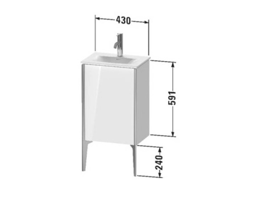 Duravit XViu Тумба подвесная 43x31x59.1см, с раковиной, 1 дверь, (петли слева), цвет: белый глянцевый/champagne matt. 0733450041,  XV9714B1,  XV4068LB122