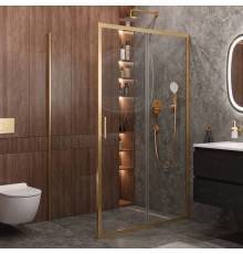 Душевой уголок Cezares Molveno AH 11 140+90 C BORO IV, 140х90 см, профиль брашированное золото, стекло прозрачное
