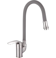 Смеситель для кухни Shevanik S5543-9 с гибким изливом, хром, серый