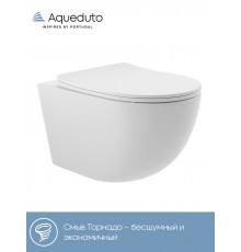 Унитаз подвесной Aqueduto Ovo Tornado OVOT2120 безободковый, с микролифтом, матовый белый