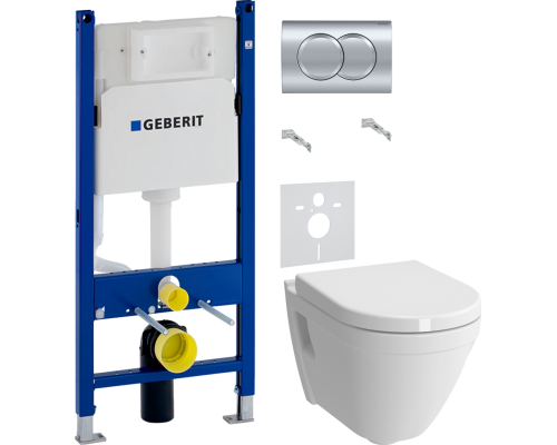 Комплект Унитаз подвесной VitrA S50 7740B003-0075 + Крышка 72-003-309 с микролифтом, петли хром + Инсталляция Geberit Duofix Delta 458.149.21.1 с кнопкой смыва, хром + Шумоизоляция 156.050.00.1