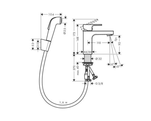 Hansgrohe Vernis Shap Набор для биде, цвет: хром . 71216000 Hansgrohe Vernis Shap Набор для биде, цвет: хром . 71216000