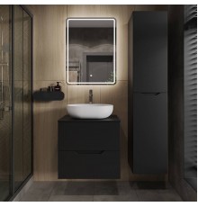 Мебель для ванной комнаты Orange Line 60 подвесная, 2 ящика, матовая черная с раковиной B05-480W