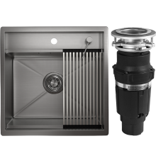 Комплект Мойка кухонная Granula Kitchen Space 5051, сталь сатин + Измельчитель Bone Crusher BC 610-AS