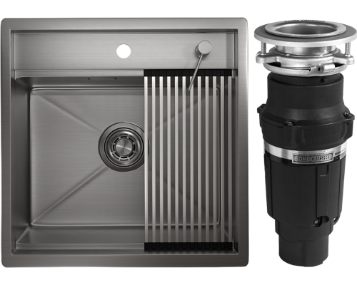 Комплект Мойка кухонная Granula Kitchen Space 5051, сталь сатин + Измельчитель Bone Crusher BC 610-AS