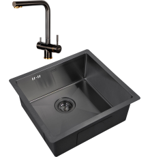Комплект Мойка кухонная Zorg Inox PVD 4844 grafit + Смеситель Inox SZR-7039 BR/GRAFIT бронза графит