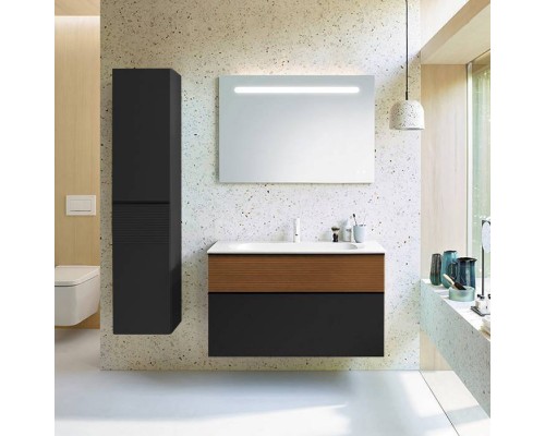 Burgbad Fiumo Комплект подвесной мебели 102х49х61см, с раковиной на 1 отв., ручки черные матовые, цвет: Tectona Dekor Zimt / Graphit Softmatt. SFXN102F3958FOT52G0200C0001*1 Burgbad Fiumo Комплект подвесной мебели 102х49х61см, с раковиной на 1 отв., ручки черные матовые, цвет: Tectona Dekor Zimt / Graphit Softmatt. SFXN102F3958FOT52G0200C0001*1