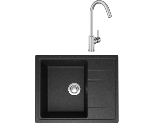 Комплект Мойка кухонная Domaci Болонья М-150-007 антрацит + Смеситель Ливорно