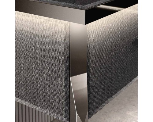 VITAGE milldue edition HILTON 05 Комплект мебели 158х58см напольный, раковина, зеркало, с подсветкой, отделка: стекло twill smoke, фурнитура: черный хром. _9264.CR96.*3 САЛОН,  _5812.CR96.93+5800.CR96.93 2 шт. САЛОН,  _5818.144.93 САЛОН,  _5819 САЛОН,  _5