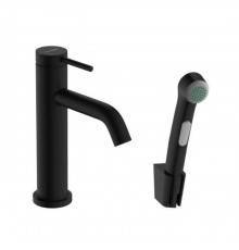 Hansgrohe Tecturis S Смеситель для раковины, 1 отв., EcoSmart+, с гигиеническим душем и шлангом 160см., цвет: черный матовый