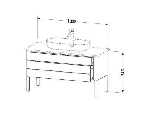 Duravit Luv База напольная 138.8x57х74.3см., с 2 выдв. ящиками, каменной столешницей и раковиной, цвет: белый матовый. LU956603939,  0379602300,  LU946601717