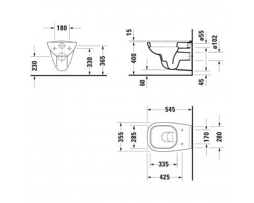Duravit D-Code Унитаз подвесной 35х54см, сиденье без микролифта, цвет: белый. 45351900A1 (253509+006731)