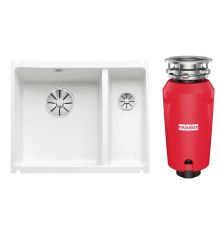 Комплект Мойка Blanco Subline 350/150-U белая + Измельчитель Franke