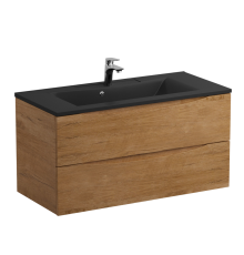 Тумба с раковиной BelBagno Marino 100 подвесная, rovere nature, черная раковина