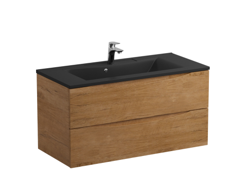 Тумба с раковиной BelBagno Marino 100 подвесная, rovere nature, черная раковина Тумба с раковиной BelBagno Marino 100 подвесная, rovere nature, черная раковина