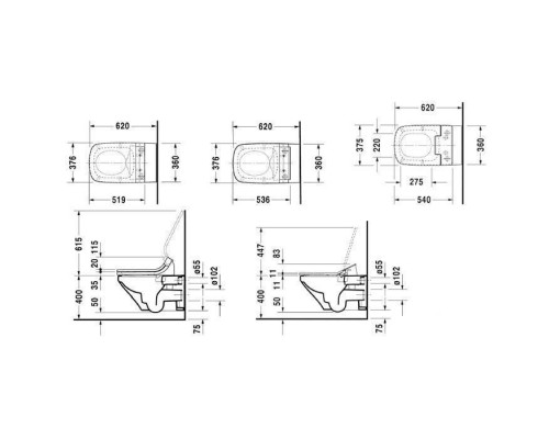 Duravit DuraStyle SensoWash Унитаз подвесной Rimless без смывного края, с вертикальным смывом, только в сочетании с SensoWash, включая компоненты. 2542590000