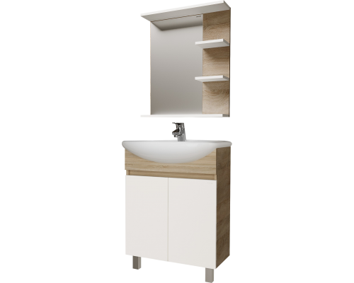 Мебель для ванной комнаты Grossman Поло 60 дуб сонома светлый, белый глянцевый