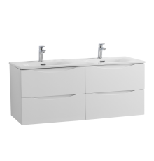 Тумба с раковиной BelBagno Marino-cer-n 120 подвесная, bianco lucido, для двоих