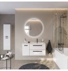 Мебель для ванной комнаты Cezares Eco Cer-N 100 R, bianco lucido, раковина Duet 100 R, ручки матовые черные