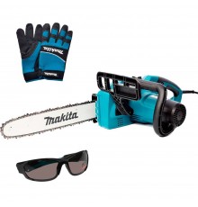 Пила цепная электрическая Makita UC3541A + Перчатки L (размер 24) + Очки защитные с пластик. чехлом