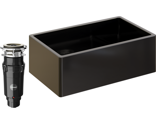 Комплект Мойка кухонная Domaci Сиена 50276-110 черная матовая + Измельчитель Равенна Vento Max 750