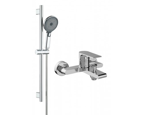 Смеситель для ванны с душем STWORKI Колдинг S32100CR + Душевой гарнитур Гётеборг S03190CR, хром