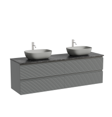 Тумба с раковиной Sancos Folk 160, grey soft, столешница черный мрамор TT160A1X, раковина CN6009MH