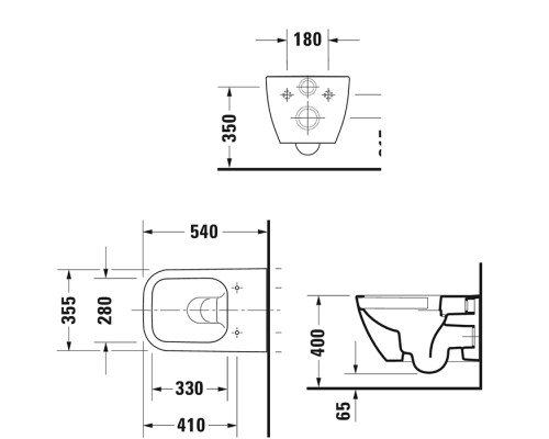Duravit Happy D.2 Унитаз подвесной безободковый 54х36см., с креплением, цвет: белый. 2222090000