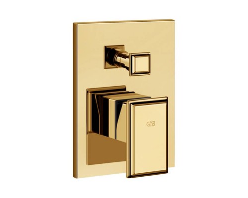 Gessi Eleganza Встраиваемый однорычажный смеситель с автоматическим переключателем ванна/душ, внешняя часть, цвет: золото. 46079#080