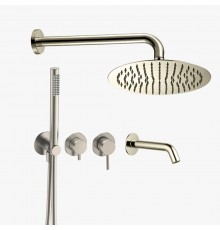 AQM8408BN Набор для комплектации ванны с изливом, верхним и ручным душем,никель шлифованный AQM8408BN