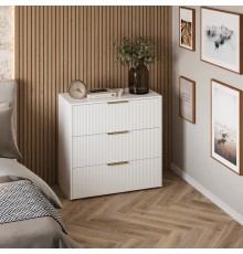 Комод DIWO Краснодар 90x88x43 см, 3 ящика, белый, ручка золото