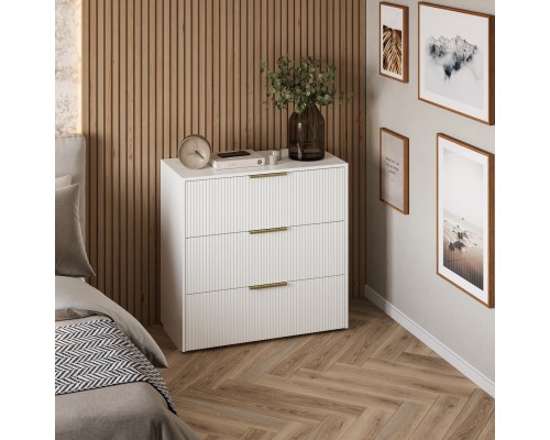 Комод DIWO Краснодар 90x88x43 см, 3 ящика, белый, ручка золото