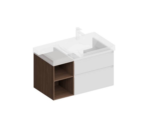 Kerama Marazzi Cubo Тумба подвесная 90см, правая, цвет: белый матовый / орех. CUB.90.2Rh\WHTM.N