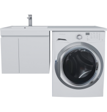 Тумба с раковиной Uperwood Magenta 50 L под стиральную машину, подвесная, белая, с дверцами