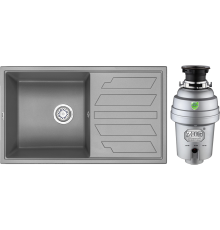 Комплект Мойка кухонная Granula 8601, алюминиум + Измельчитель Zorg Inox D ZR-38 D