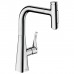 Hansgrohe Metris M71 Смеситель для кухни, на 1 отв, поворотный излив: 20.8см с вытяжным душем, 2jet, h238мм, sBox кнопка вкл/выкл,, цвет: хром. 73817000