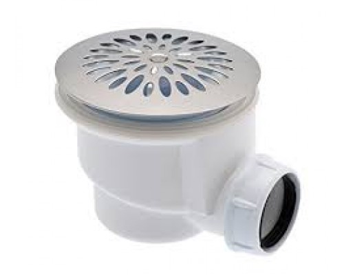 Сифон д/душ. поддона универсальный D90 пластик, крышка нерж., слив D40, 695 0205075