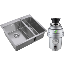 Комплект Мойка кухонная Zorg R R 59-2-51-L L, нержавеющая сталь + Измельчитель Inox D ZR-56 D