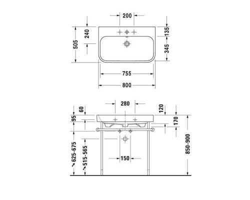Duravit Happy D.2 Раковина накладная, 80х50.5см., 3 отв., шлифованная, с переливом, цвет: белый. 2318800025