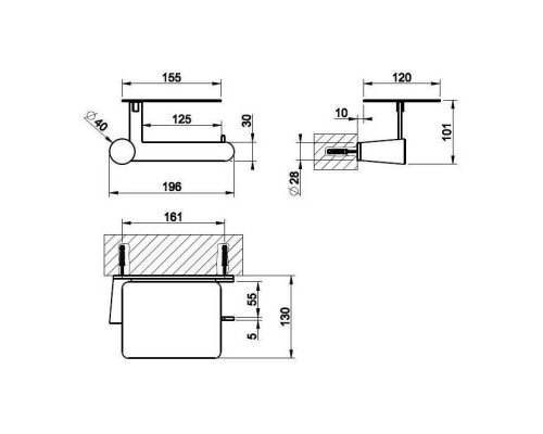 Gessi Cono Держатель т/б, подвесной, цвет: Black Metal Brushed. 45449#707