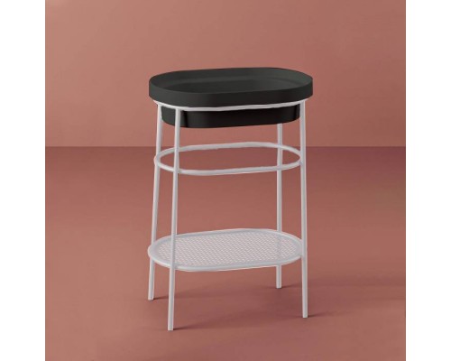 Artceram FUORI SCALA Металическая структура 36.5x58.6хh83см с раковиной без отв под смеситель, Fuori Scala ovale 58, напольная, цвет: белый матовый/черный матовый. ACA055 05,  TFL033 17 00