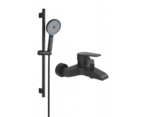 Смеситель для ванны с душем STWORKI Эстфолл S44100BK + Душевой гарнитур Гётеборг S03190BK, матовый черный