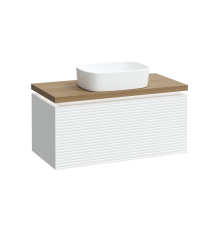 Тумба с раковиной STWORKI Рандерс 100 дерево, подвесная, с подсветкой, раковина Берген S21410WH