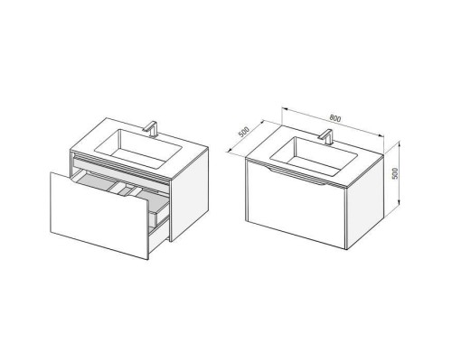 Salini Smile Тумба подвесная 80х50х48.5см., с раковиной, цвет: Anthracite. S800AON203